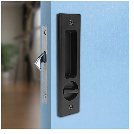 LWZH Sliding Door Lock Mortise Lock Handle Invisible Recessed Handle Latch Interior Furniture Wooden Door Lock/160mm-black