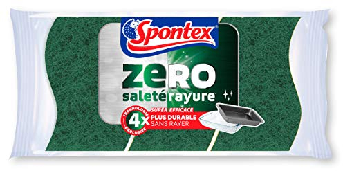 Spontex - Eponge Zéro Surfaces Encrassées - 3 éponges super Efficaces - 4x fois plus durables sans rayer