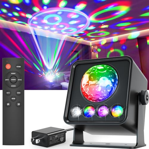 Sunset Lamp Disco Ball Party Lights, Dj Disco Light with Sound Activated Strobe Light Stage Lights for Birthday Home Room Dance Parties Halloween Wedding Bar Pub Club Karaoke KTV Christmas Decorations