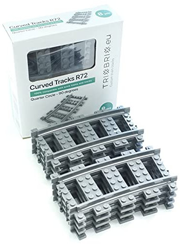 Trixbrix.eu Curved Tracks R72 Compatible with Lego City Train Sets 60197 60198 10277 60205 60238
