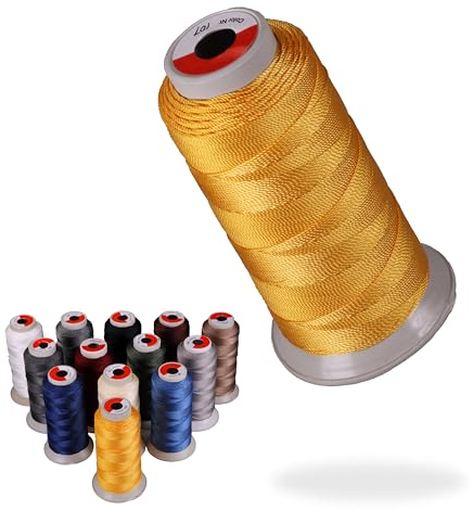 Langlauf Schuhbedarf Sattlergarn - Polyester Ledergarn in Handwerksqualität (200 m/Stärke 8/3) I extrastarkes Polstergarn Nähgarn - Reißfest - UV-Beständig - Outdoor Nähgarn für Leder (Weiss)