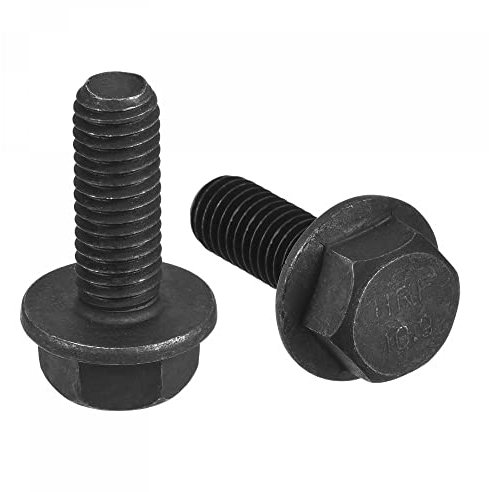 sourcing map Metric M8x20mm Hex Flange Bolts, 5pcs 10.9 Grade Carbon Steel Hexagon Head Screws
