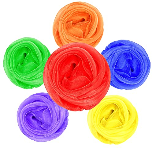 Tanz Tücher,6 Pcs Muti-Farbe Seidentücher Tanz Jonglier Tücher Schals Square Jongliertücher für Tanzen,Jonglieren und Sensorisches 60 * 60cm