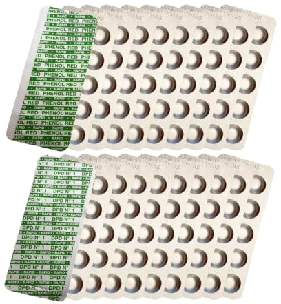 harren24 Testtabletten für Schütteltester (Rapid) zur chemischen Wasseranalyse von pH-Wert (Phenol red) und freiem Chlor (2 x 100 Stück)