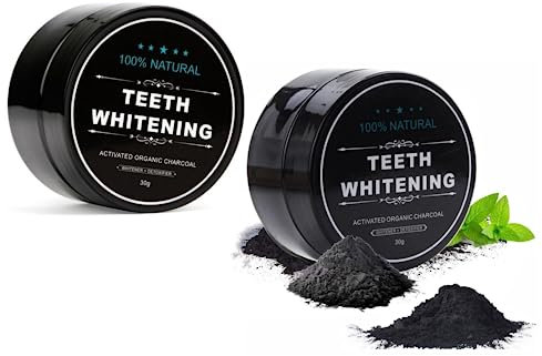 2-Pack Teeth Whitening Charcoal Powder, Activated Charcoal Tooth Cleaning Powder, Natural Toothpaste Alternative, Oral Care Sets Natural Coconut, Organic and Chemical Free (60G)
