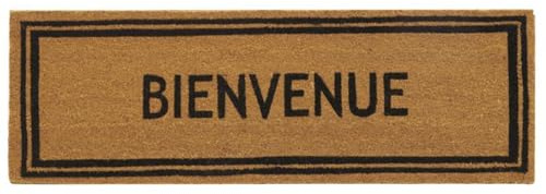 AUBRY GASPARD - Paillasson Grande Taille Coco 120 x 40 cm - Inscription « Bienvenue » - Envers Latexé Antidérapant - Épaisseur 1.5 cm - Fibre Naturelle et Noire - pour Entrée - Facile à Entretenir
