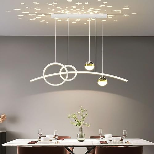 Moderni Lampada a Sospensione LED Lampadario Cucina Tavolo da Pranzo Dimmerabile Plafoniera Moderna Anello Design Lampadari Salotto Sala da Pranzo Camera da Letto con Telecomando Lampada a Soffitto