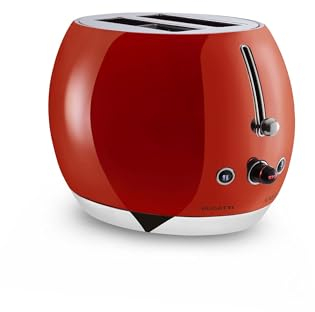 BUGATTI Romeo, Multifunktions-Design-Toaster aus Edelstahl, 7 Bräunungsstufen, 4 Funktionen, ohne Zange, 870-1035 W, Rot