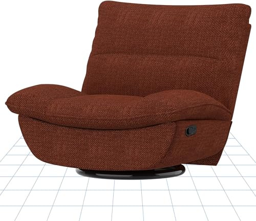 FLEXISPOT XC6 Recliner Armchair, Swivel Manual Reclining Sofa with Adjustable Leg Rest, Side Pockets, Rocker Chair with Padded Seat and Backrest for Home Living Room, Orange