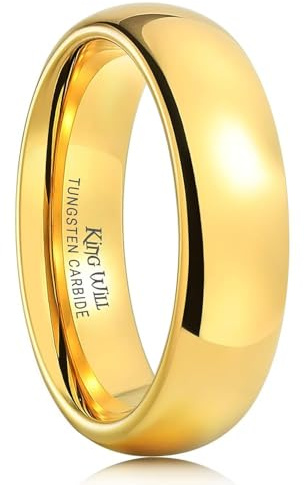 King Will GLORY 24K guldpläterad herrring 4 mm/6 mm/8 mm volframkarbid ring - guld/roséguldpläterad, högglanspolerad, bekväm, böjd