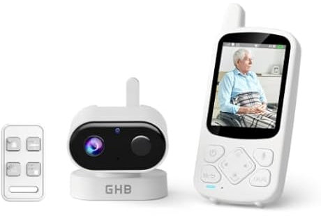 GHB Babyphone mit Kamera für Senioren 2,8 Zoll mit Notfall-Fernbedienung 720P HD 2000mAh Typ-C
