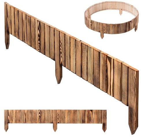 KADAX Bordo per prato in legno, 116 x 15 cm, bordatura per aiuole, recinzione in legno flessibile, recinzione da giardino, recinzione per giardino, limitazione delle aiuole flessibile, bordo