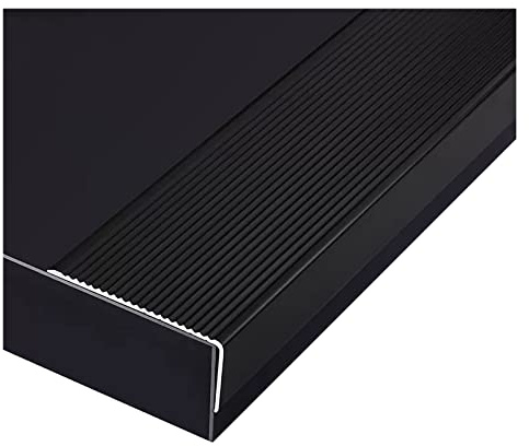 Aluminiumtrappstång för trä/laminat/kakelsteg, extra bred, 70 mm, 90–160 cm lång, stegkantskyddskudde, svart, 120 cm/47,2 tum, säker att gå för äldre