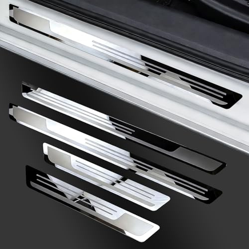 LXFDAFA 4 Piezas Protector Umbral Puerta Coche para Opel Crossland X Bj. 2017-2024, Protector de Entrada Estribos de Acero Inoxidable Accesorios de Coche