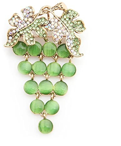 WXKAGF Dam Broscher Dam Mode Accessoarer Grön vindruva Brosch Dam Legering Rhinestone Fruktfest Brosch Kofta Jacka Kappa Brosch Brosch Pin