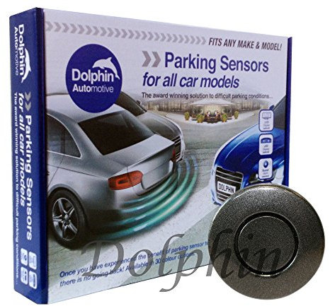 Dolphin Automotive DPS400 Reverse Parking Sensors Auto Express Award Winning 4 Ultrasonic Sensors Kit Audio Alert System Matt & Gloss Black +30 More Colours (Iron Grey)