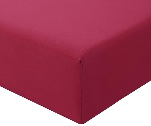 RUIKASI Super King Fitted Sheet Deep 40cm Pocket, Red 180x200cm