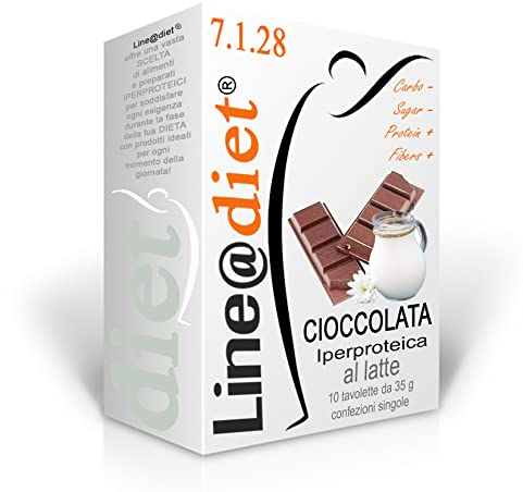 Tavolette di CIOCCOLATA PROTEICA al LATTE Line@Diet | low sugar | la cioccolata PROTEICA da MORDERE | SOLO 2,7 g di zucchero per 35 g | Ideale per la PRIMA FASE DIETA IPERPROTEICA | con stevia (10)