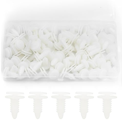 80 pezzi clip bianche per auto, clip di fissaggio rivestimento porte, morsetti paraurti, rivetti in plastica carrozzeria, rivestimento interno, rivestimento porte, rivetti in plastica push (®Lewttyer)