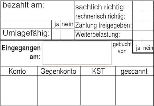 Kontierungsstempel/Rechnungsprüfung - mit trodat Professional Datumstempel 5480 – Custom- (68x47 mm) in verschiedenen Ausführungen, Büro, Buchungsstempel, Firmenstempel