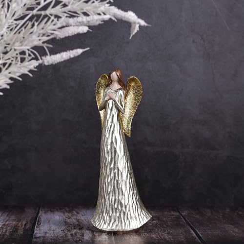 oliruim Angel Figurines Memorial - Gold Angel Statue Gifts for Friends, Loved one, Mother, Showing Love Gratitude Bereavement - 9.8 H