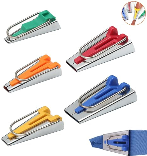 Schrägbandmacher,Schrägbandformer Set,Stoff Schrägband Maker Werkzeug,Schrägband Werkzeug Set,Tape Maker Set,5 Größen (6 mm,9mm,12 mm,18 mm und 25 mm),Tape Maker Set für DIY Patchwork Kit (5 Stück)