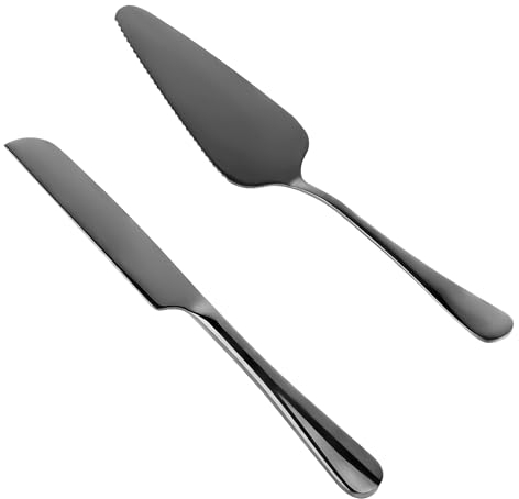 Coltello e Paletta per Torta Nuziale, Acciaio Inossidabile Set di Stampini per Torta Pala per Pasticceria per la Celebrazione del Compleanno di Nozze (Nero)