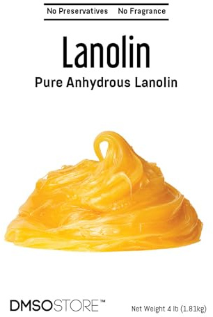 Lanolin 4 lb. Bulk Unrefinded 100% Anhydrous USP grade. Perfect for making soap, cosmetics, creams for moisture balance and restoring softness. Made by DMSOSTORE