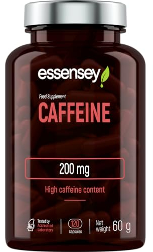 ESSENSEY - Koffein-Kapseln I Koffein 200 mg I 120 Kapseln I Grapefruit-Extrakt 50 mg - I Naringenin 49 mg I Für Vegetarier I 120 Tagesdosen I Zellulosekapsel
