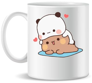 Forsca Bubu Dudu Love keramikkopp för te och kaffe, 330 ml, Magic White Pink Black 330 ml
