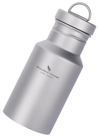 Boundless Voyage Gourde en titane de 400 ml - Bouteille d'eau en métal monocouche - Large bouche - Anti-fuite - Sport - Cyclisme - Randonnée - Pique-nique - Escalade - Course à pied - Thé - Café -