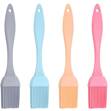 JJUNW 4 pinceles de silicona, para hornear, de silicona, para cocina, barbacoa, para hornear, para repostería, pastelería, pastelería, juego de pinceles para hornear, mezclar y cocinar