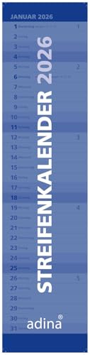 2026 ADINA Streifenkalender XL blau 64x15cm Monatskalender