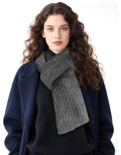 Torlaist Chic Faux Wool Winter Scarf for Women, Soft and Cozy Long Knitted Scarf, Stylish Ladies Accessory for Commuting, Casual Solid Color, Dark Grey