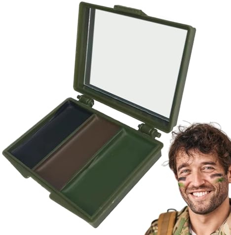 Maquillaje de de camuflaje para rostro, ocultación compacta, colores de camuflaje para la cara y el cuerpo, resistente al sudor con espejo | Maquillaje al aire libre al aire libre - caza de