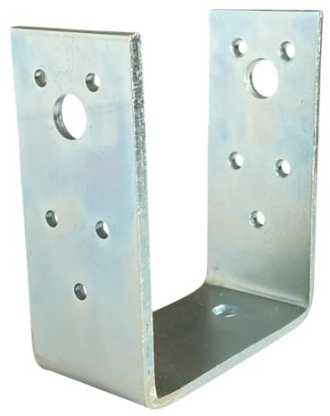 BK Shop Lot de 6 supports de poteaux en U à visser | base de support de 50 x 100 x 45 mm, ancrage de poteau en acier galvanisé de 3,5 mm, ancrage au sol pour poteaux en bois
