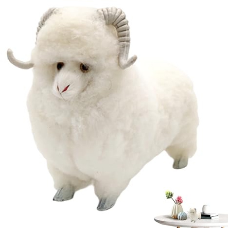 Ofcwoa Oveja acogedora - Decoración Realista de Cordero de Peluche | Figura de Oveja como Objeto Decorativo, para casa, Dormitorio, salón, Oficina, alféizar de Ventana, Dormitorio