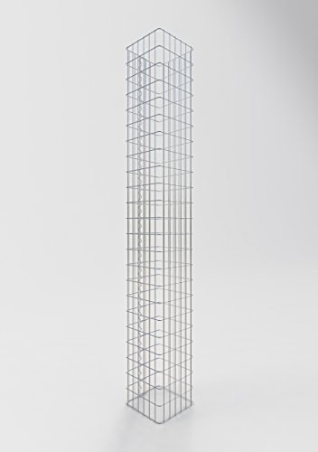 GABIONA pelare stenkorg-ggabione hakig, maskbredd 5 x 10 cm, höjd 230 cm, spirallås, galvaniserad (32 x 32 cm)