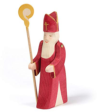 Ostheimer 38010 Nikolaus mit Stab Höhe 18cm Rot