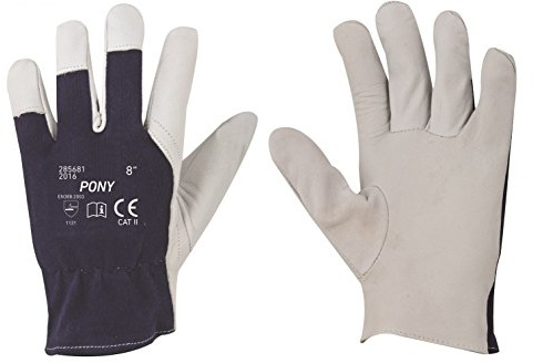 Guantes de Trabajo en Cuero de Cabra, Guantes de jardinería, Guantes de construcción, Pony, cómodos de Usar y de Trabajar, Normas Europeas CE, Cat II, EN 388 (1, Talla 10 (XL))