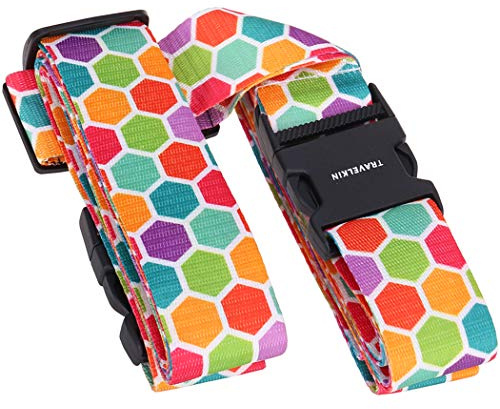 HIMREYLD Luggage Straps for Suitcases Adjustable Cross for Travel Airport, Extra Long 230 & 200 CM for Suitcase 20-32, Buckle Closure & Tag Slot - Honeycomb