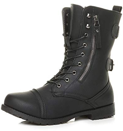 AJVANI low heel flat zip lace up military army combat classic ankle boots size 5 38