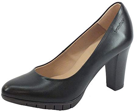 Wonders M-1973 Nature - Zapatos de tacón Alto para Mujer, de Piel, Color Negro Negro Size: 38 EU