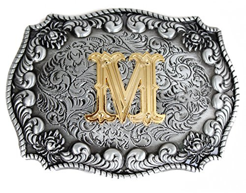 Herren-Gürtelschnallen, englischer Buchstabe in 3D, Westernstil, Cowboy-Alphabet, Initiale, Gürtelschnallen für Herren Gr. onesize, M