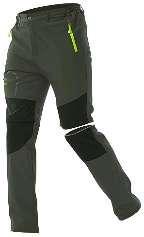 Zoerea Pantaloni Trekking Uomo Asciugare Rapidamente Traspiranti Convertibile Pantaloncini Primavera Estate Sottile All'aperto Alpinismo Escursionismo Calzoni (S, Verde)