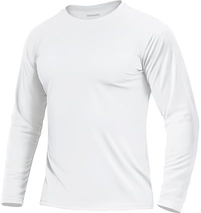 Boladeci Mens Swim Shirts Long Sleeve UPF 50+ UV Protection SPF Sun Shirts Workout T-Shirts Rash Guard for Men Beach Running Gym Travel (White)