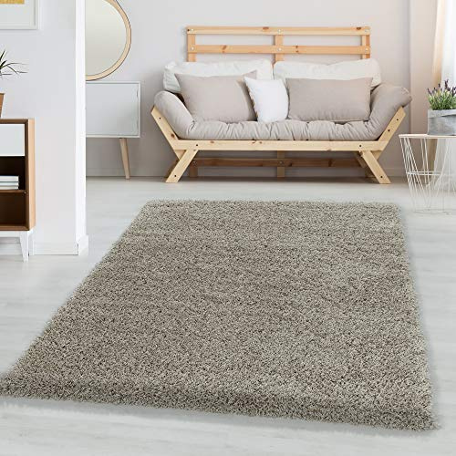 Carpetsale24 Shaggy Hochflor Teppich Läufer Flur 80 x 250 cm Naturfarbe - Weicher, Flauschiger Teppich Wohnzimmer – Moderner, Rutschfester Badezimmerteppich & Küchenläufer, Bettvorleger Schlafzimmer