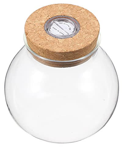 Balacoo Glass Fish Tank Led Light Ecological Bottle for Diy Micro Landscape Moss Ball Terrarium Home Decor 4.1 Inch Transparent Cylindrical Jar