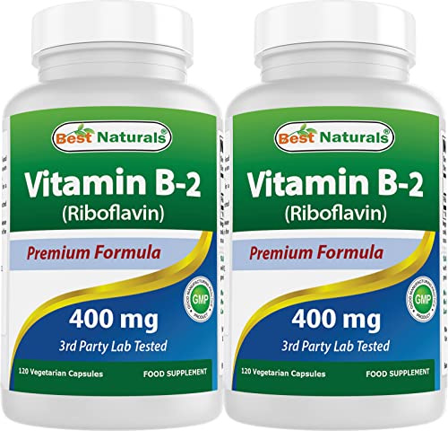 Best Naturals Vitamin B2 (Riboflavin) 400mg - Veggie Capsules - Conezyme Precursor - 120 Count (120 Count (Pack of 2))