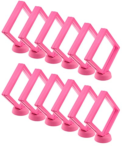 Coshar Marco Flotante 12 Soportes 3D con Soporte Rosa para Monedas de Desafío, Piedras Preciosas, Coleccionables, Recuerdos [4.3 x 4.3 x 0.8 pulgadas]